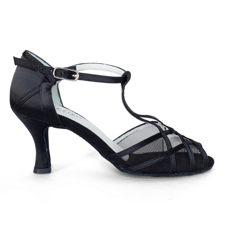 Anna Kern 640 60 Schwarz Satin Peeptoe Tanzschuh T Riemchen 02