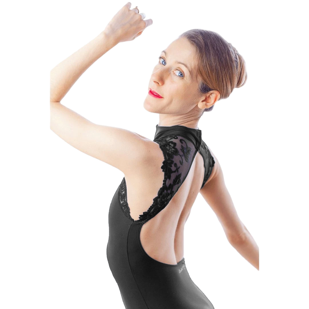 Ballet Rosa Berenice Noir Schwarzer Stehkragen Body Mit Spitze 03