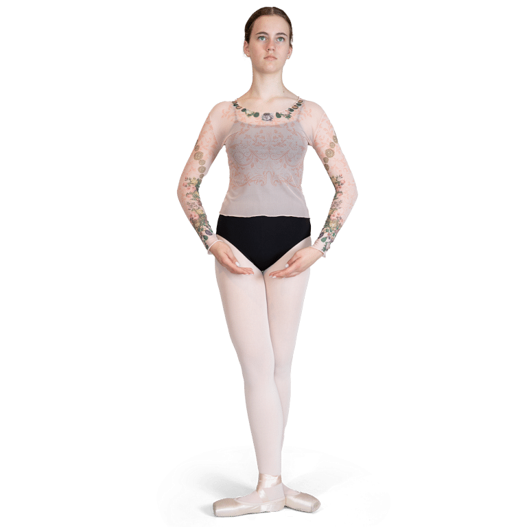 Ballet Rosa Brook Poudre Netz Shirt Brokat Druck Puder 01