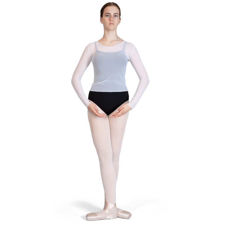 Ballet Rosa Jade Blanc Langarm Top Mesh Weiß 01