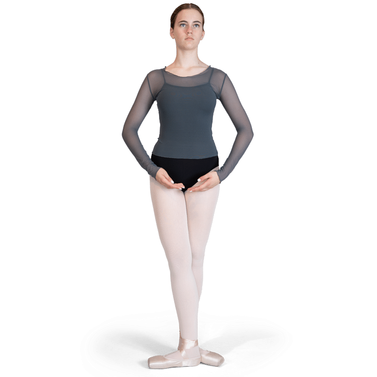 Ballet Rosa Jade Gris Tanz Oberteil Mesh Grau 01