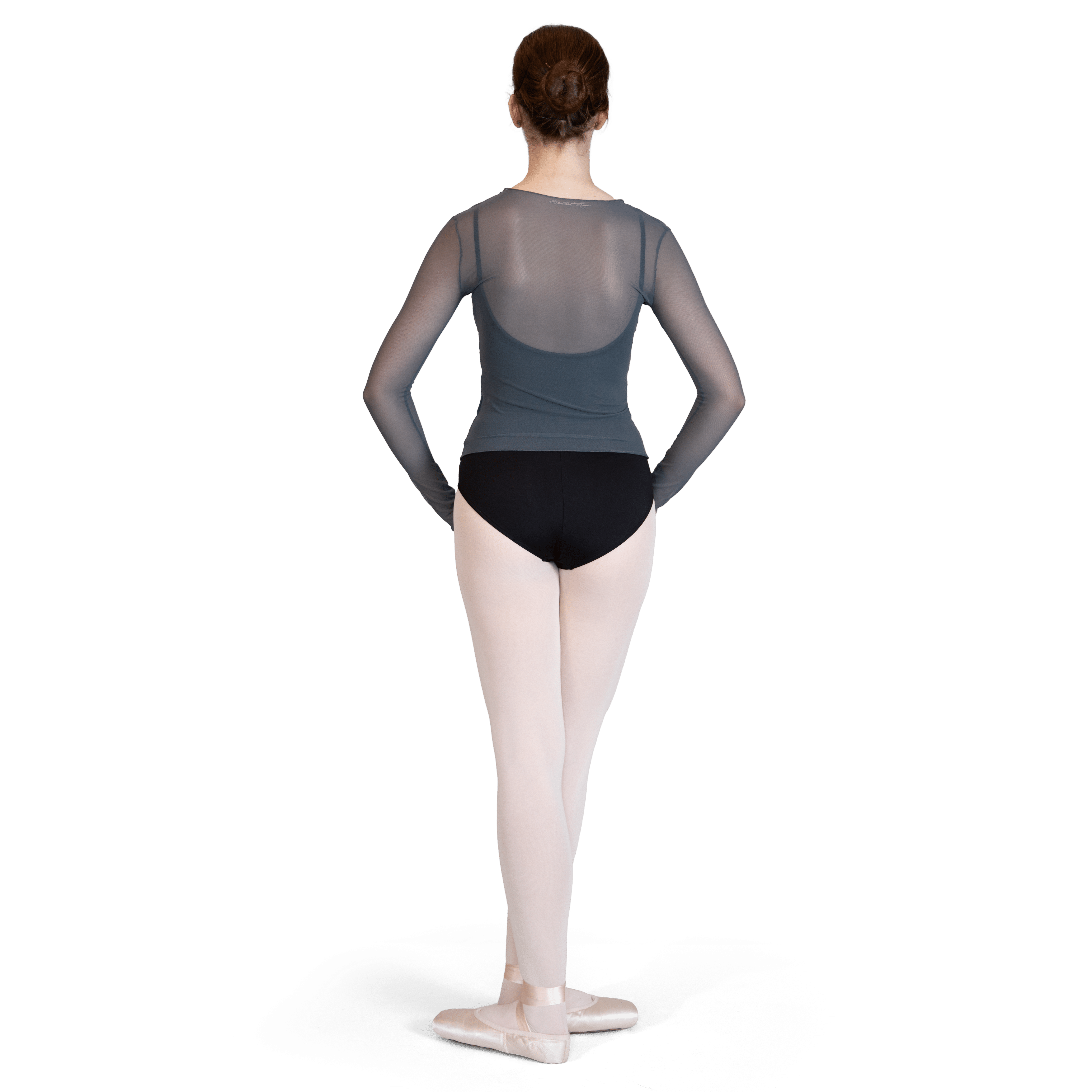Ballet Rosa Jade Gris Tanz Oberteil Mesh Grau 02