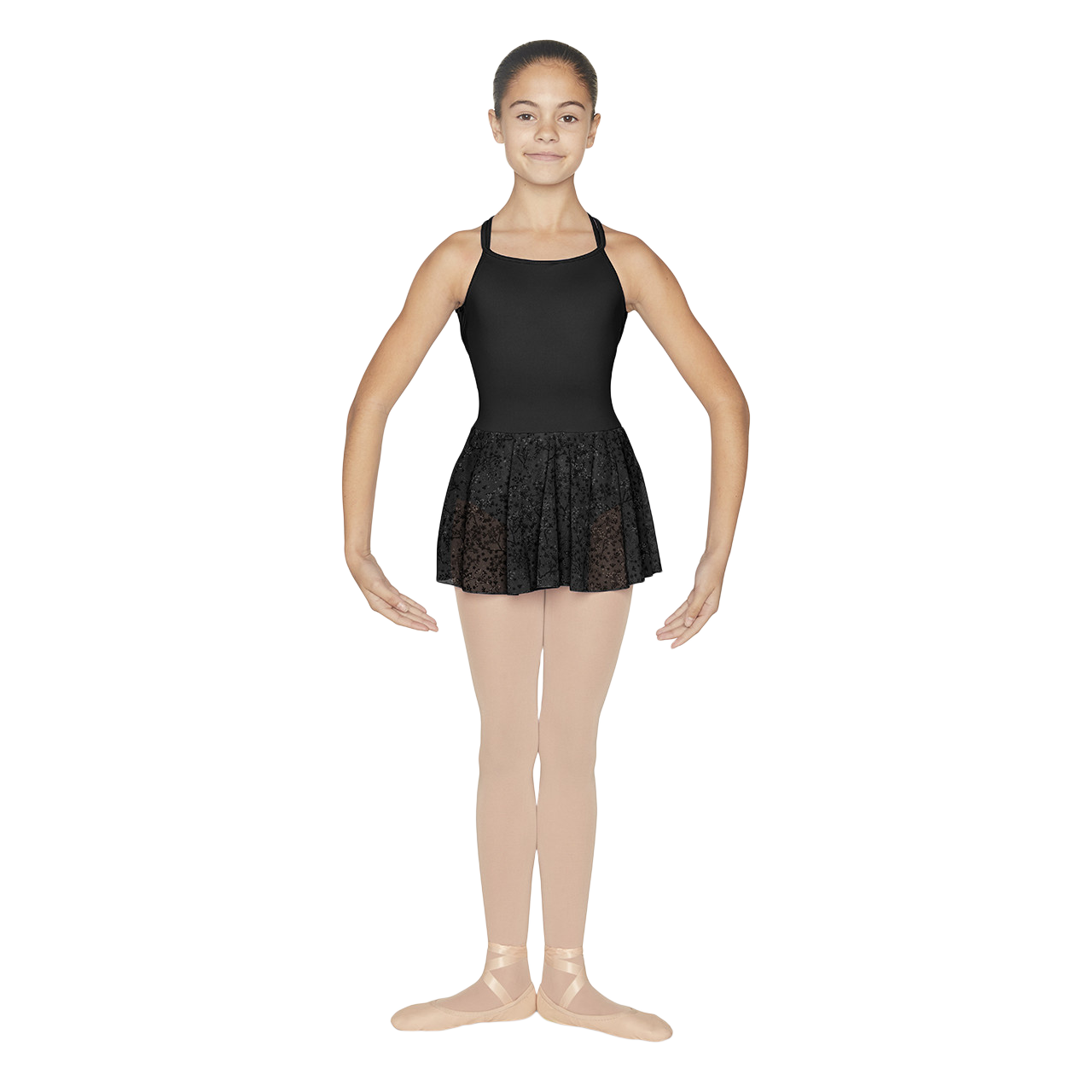 Bloch Cl5587 Black Kinder Ballettkleid Blumenmuster Schwarz 01