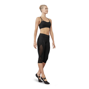 Bloch Kalise Fp5148 Black Capri Leggings Mesh Einsatz Schwarz 01