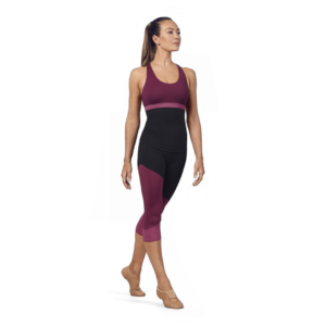 Bloch Ladies Pannelled Capri Leggins Fp5195 Asymmetrisches Muster Rosa 01