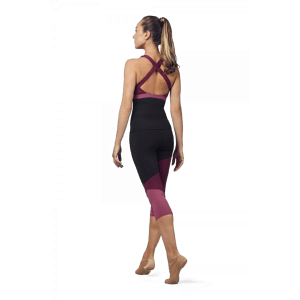 Bloch Ladies Pannelled Capri Leggins Fp5195 Asymmetrisches Muster Rosa 02