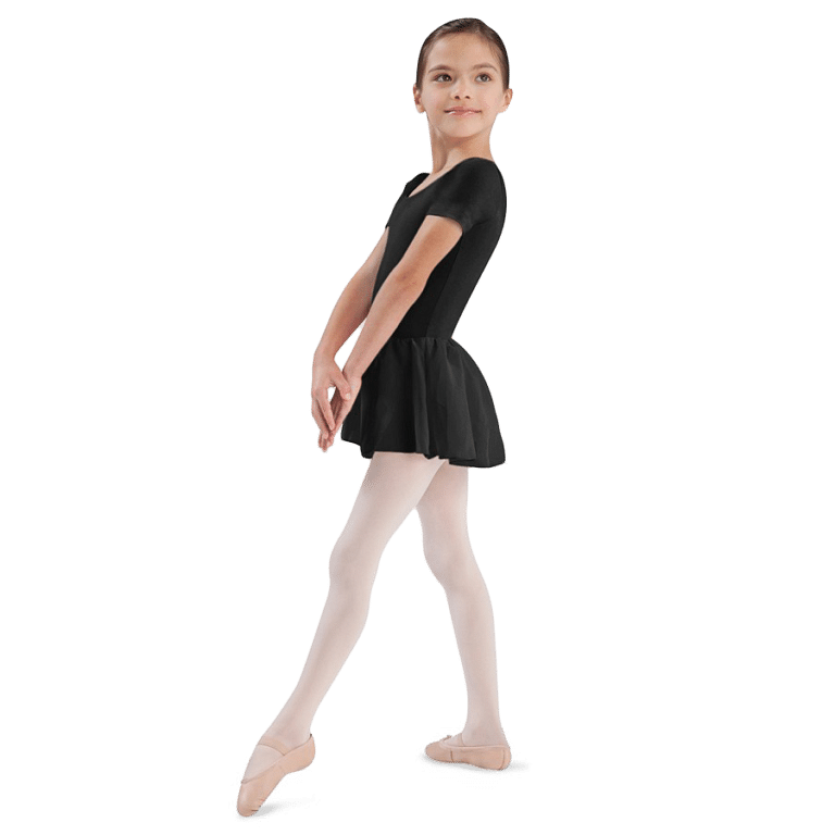 Bloch Tiffany Cl5342 Black Schwarzes Kinder Ballettkleid Kurzarm 01