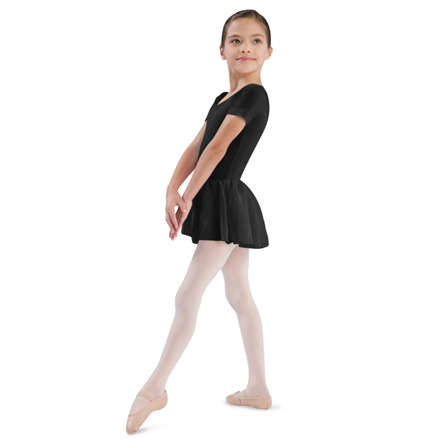 Bloch Tiffany Cl5342 Black Schwarzes Kinder Ballettkleid Kurzarm 01
