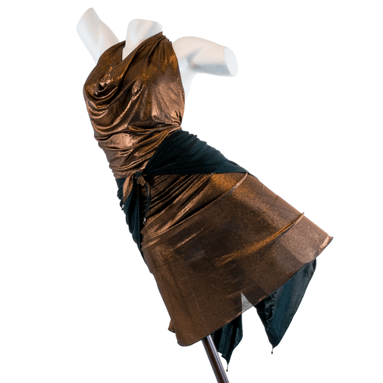 Claudia Heinrig Carina Bronze Schwarz Wandelbares Metallic Kleid 01