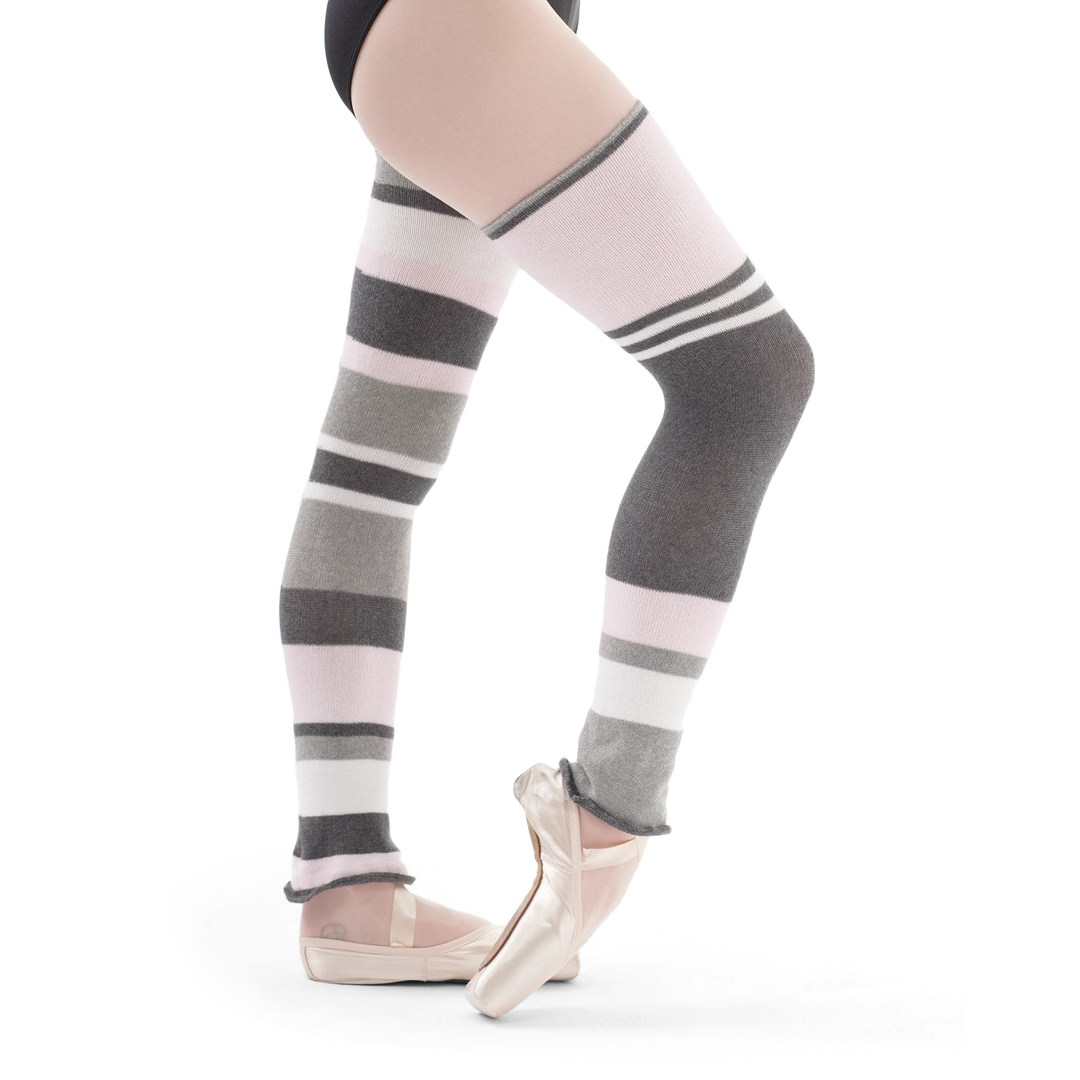 Intermezzo Striped Cotton Knit Legwarmers 2024 Mixed Dark Grey Ballett Beinwaermer Geringelt 02
