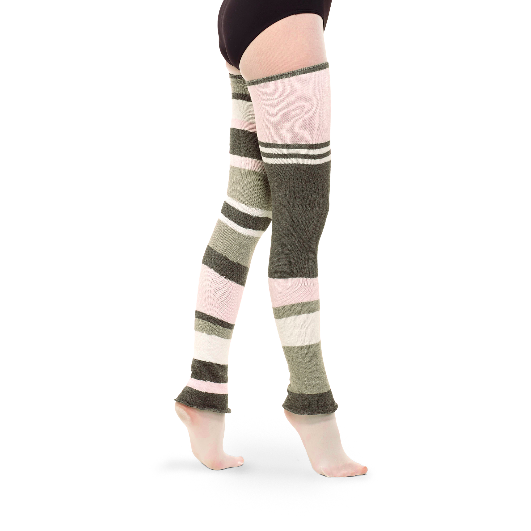 Intermezzo Striped Cotton Knit Legwarmers 2024 Mixed Dark Grey Ballett Beinwaermer Geringelt 04