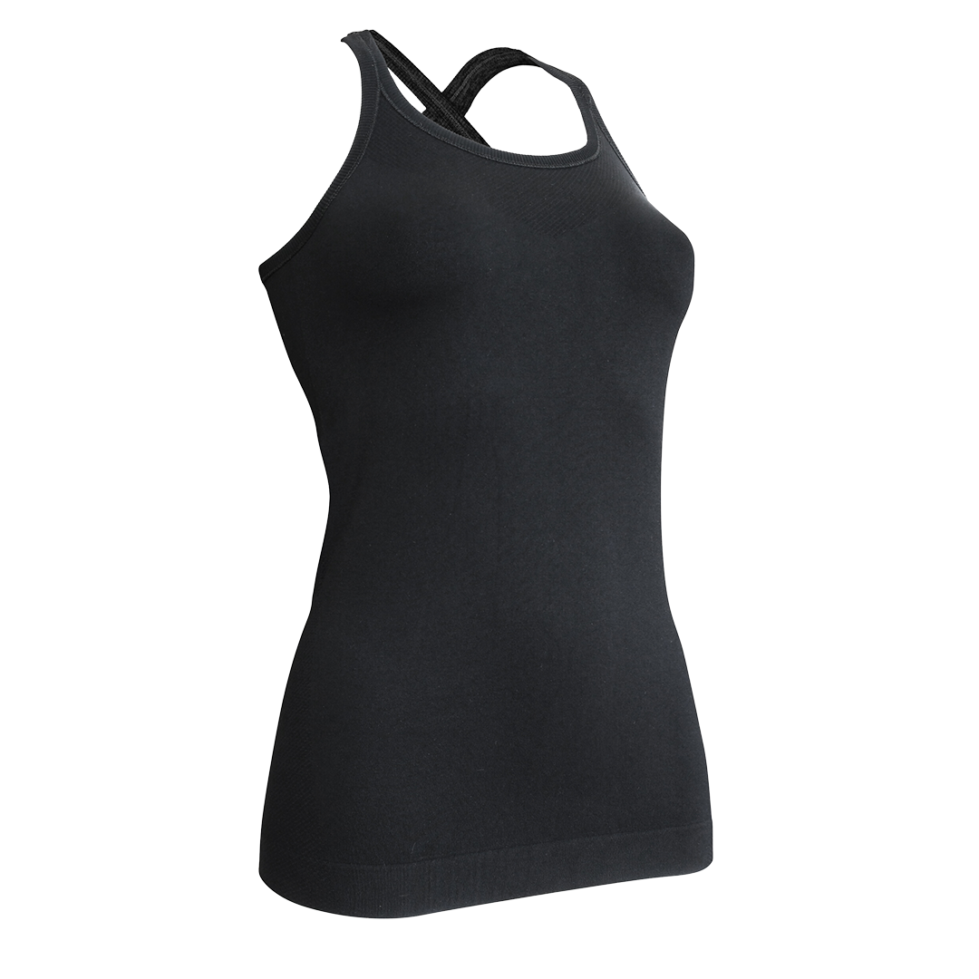 Kidneykaren Swing Singlet Workout Top Mit Kreuztraegern Schwarz 01