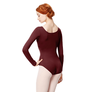 Lulli Inez Lub282 Burgundy Tanzbody mit langen Armen Weinrot 02
