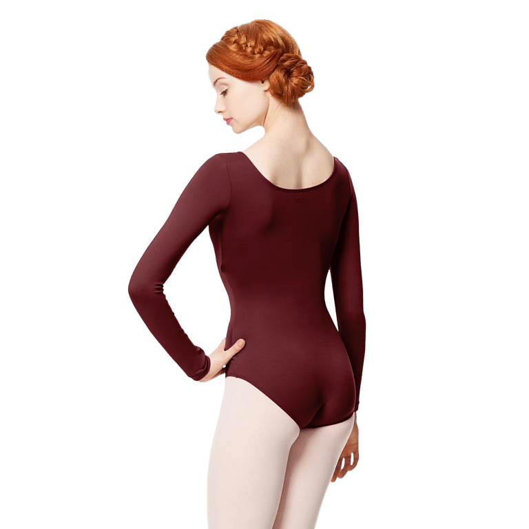 Lulli Inez Lub282 Burgundy Tanzbody mit langen Armen Weinrot 02