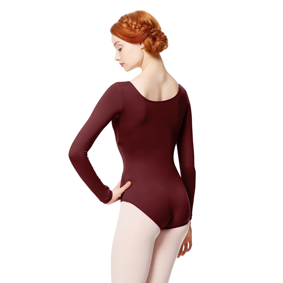 Lulli Inez Lub282 Burgundy Tanzbody mit langen Armen Weinrot 02
