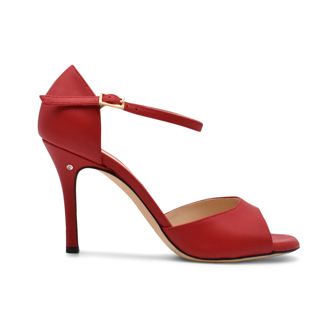 Madame Pivot Classico Red Leather Rote Tanzsandale Glattledersohle 02