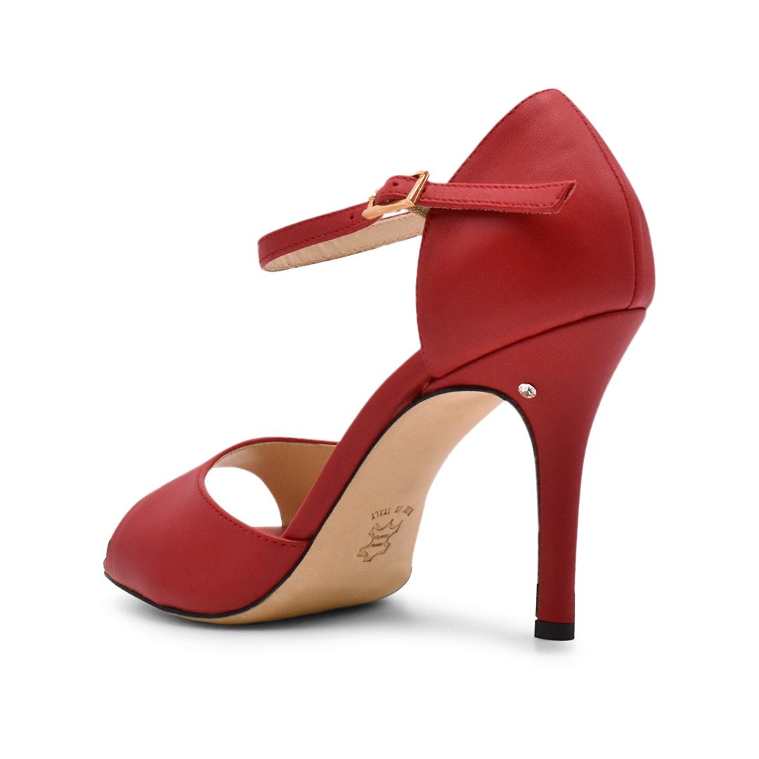 Madame Pivot Classico Red Leather Rote Tanzsandale Glattledersohle 03