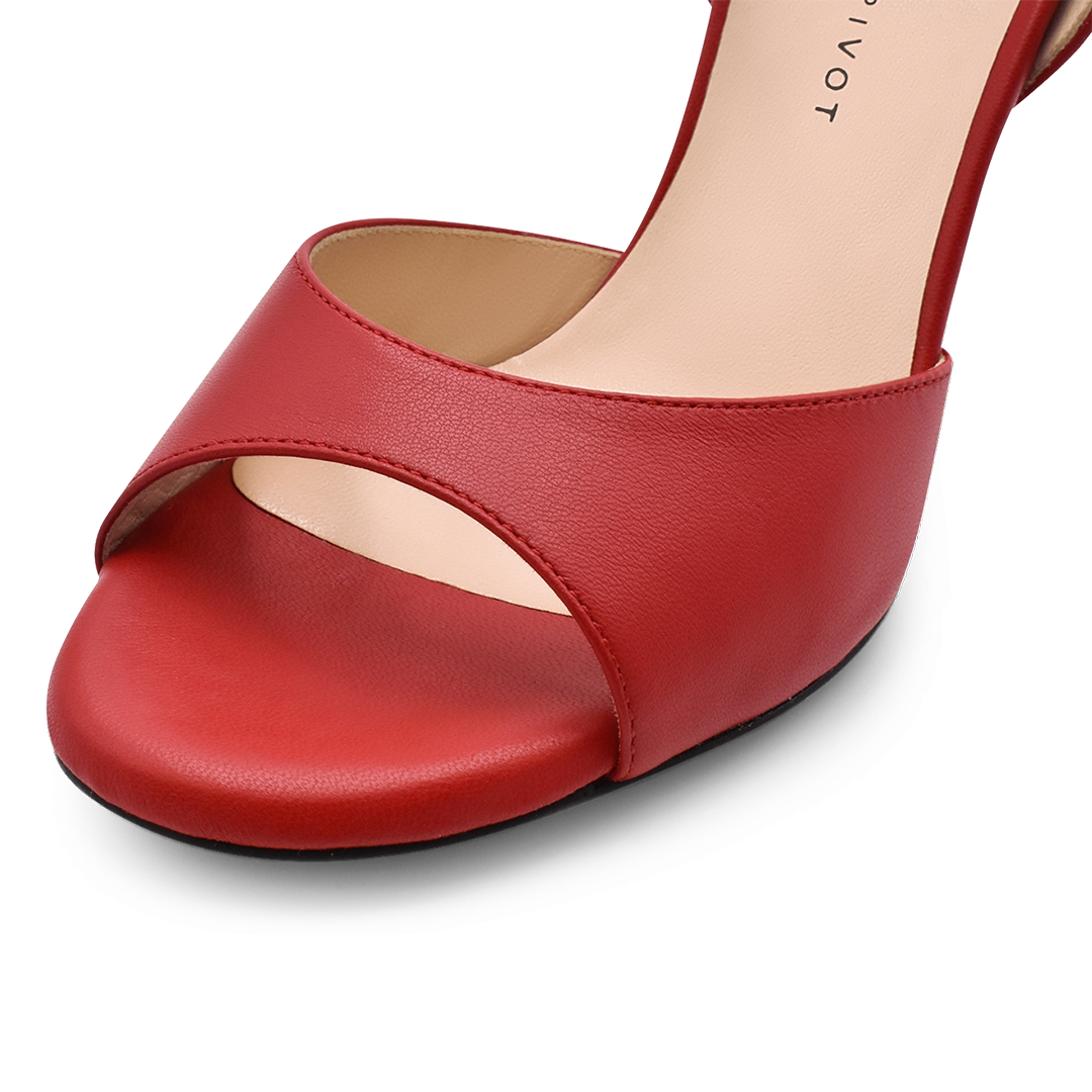 Madame Pivot Classico Red Leather Rote Tanzsandale Glattledersohle 04