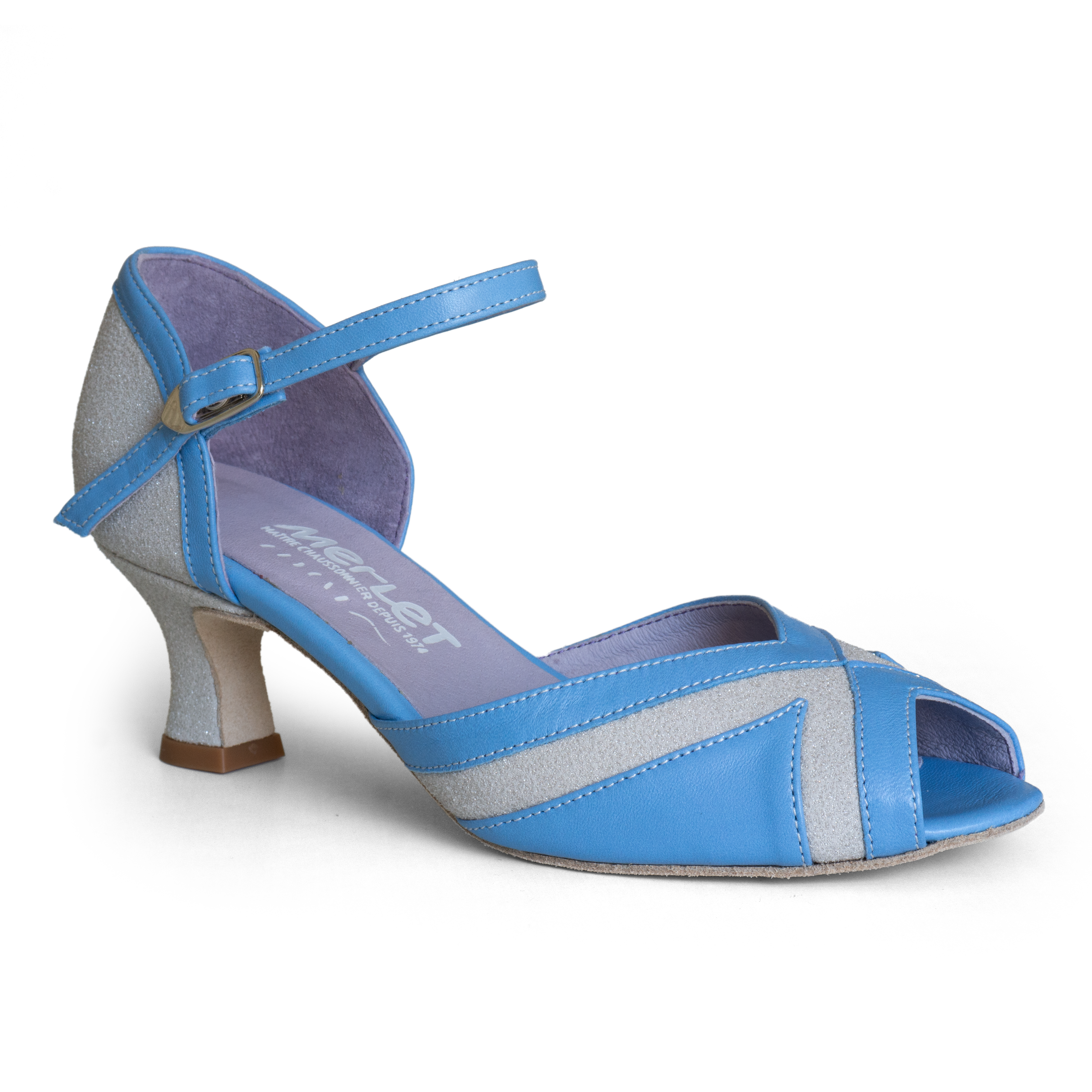 Merlet Kaly 1300 606 Tanzschuh Glitzernd Silber Hellblau 01