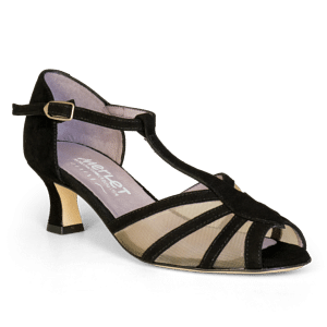 Merlet Karmina 1404sc 001 Flacher Wildleder Tanzschuh Schwarz Ledersohle 01