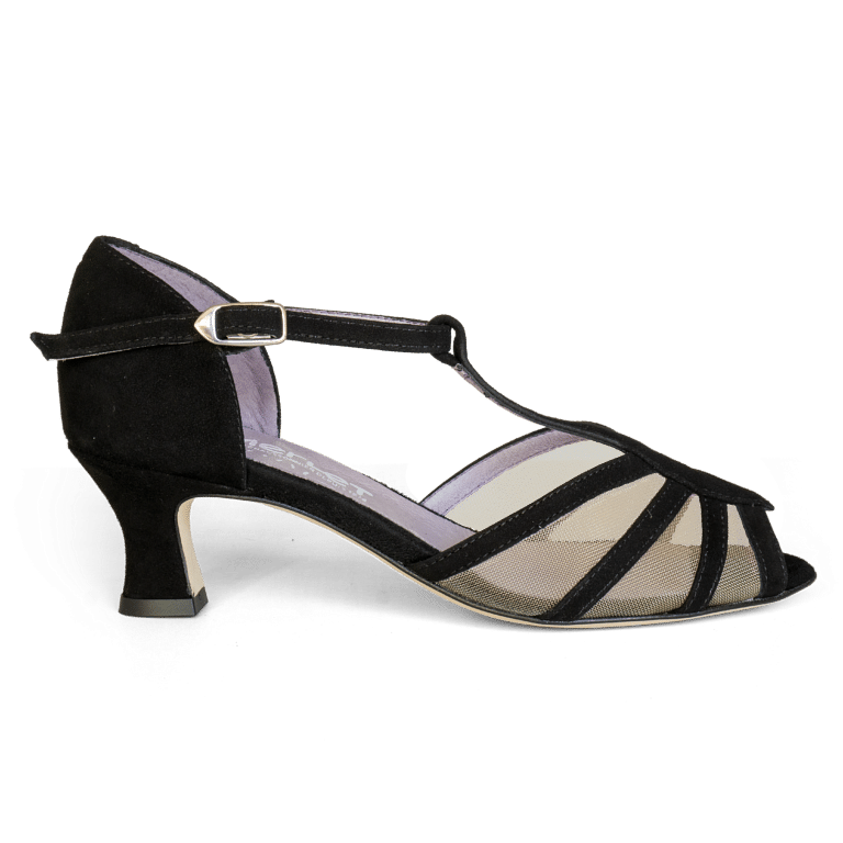 Merlet Karmina 1404sc 001 Flacher Wildleder Tanzschuh Schwarz Ledersohle 02