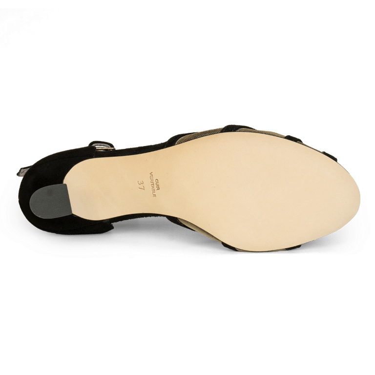 Merlet Karmina 1404sc 001 Flacher Wildleder Tanzschuh Schwarz Ledersohle 05