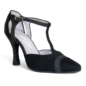 Merlet Luna 1446 817 Vorn Geschlossen Tanzschuh Schwarz Glitzer 01