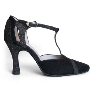 Merlet Luna 1446 817 Vorn Geschlossen Tanzschuh Schwarz Glitzer 02