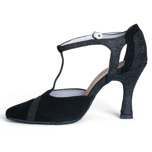 Merlet Luna 1446 817 Vorn Geschlossen Tanzschuh Schwarz Glitzer 03