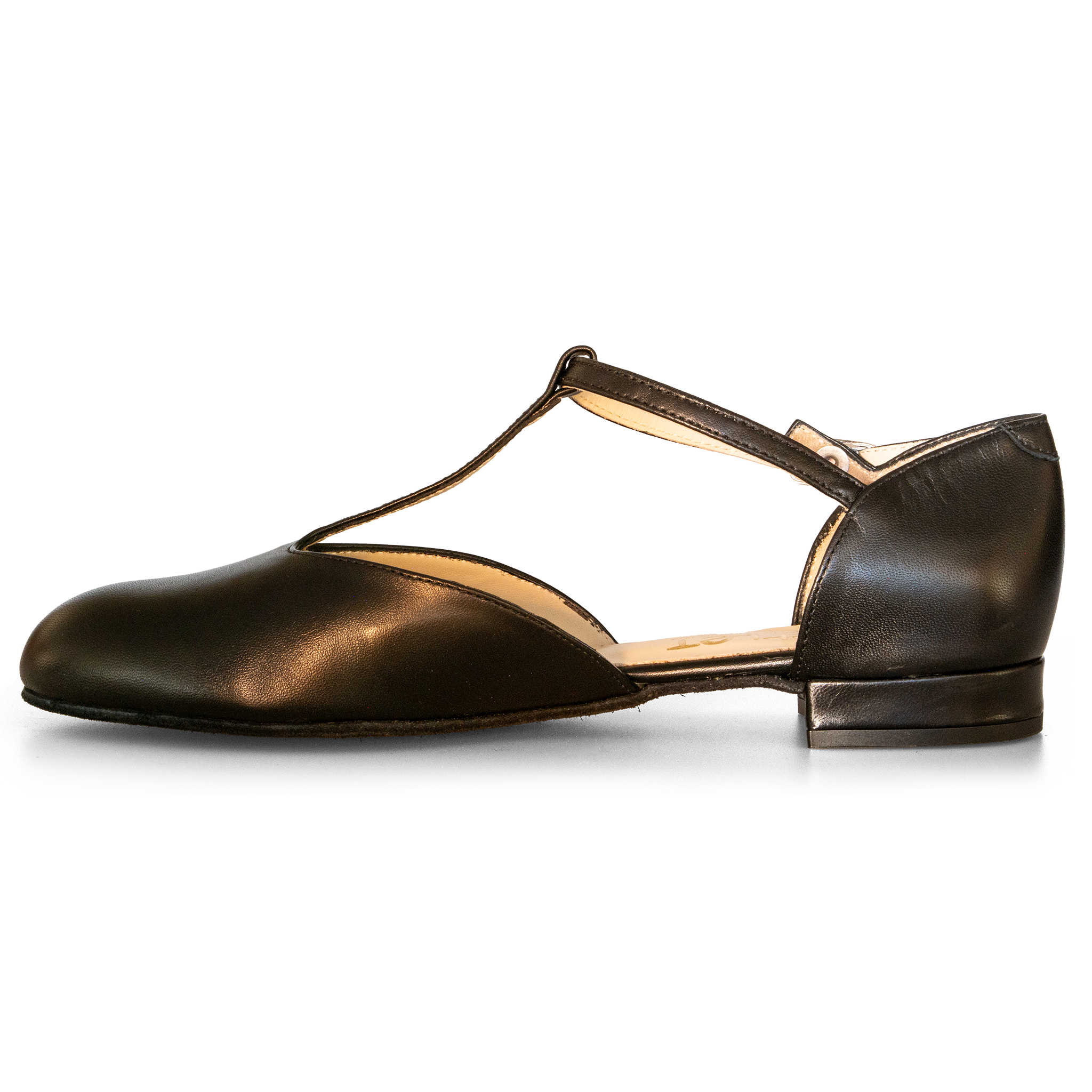 Merlet Xia Noir Flacher Schwarzer Tanzschuh Glattledersohle 02