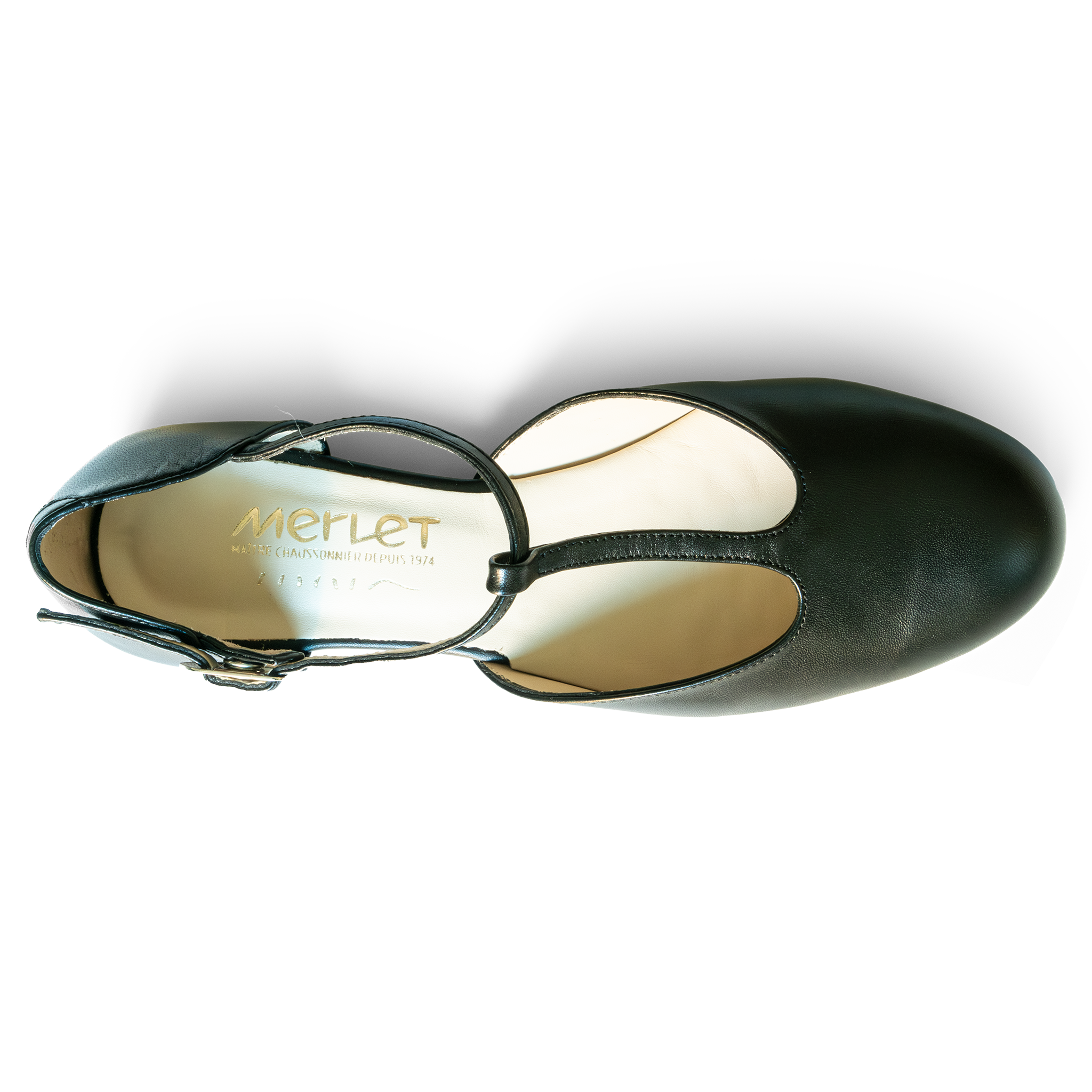 Merlet Xia Noir Flacher Schwarzer Tanzschuh Glattledersohle 04