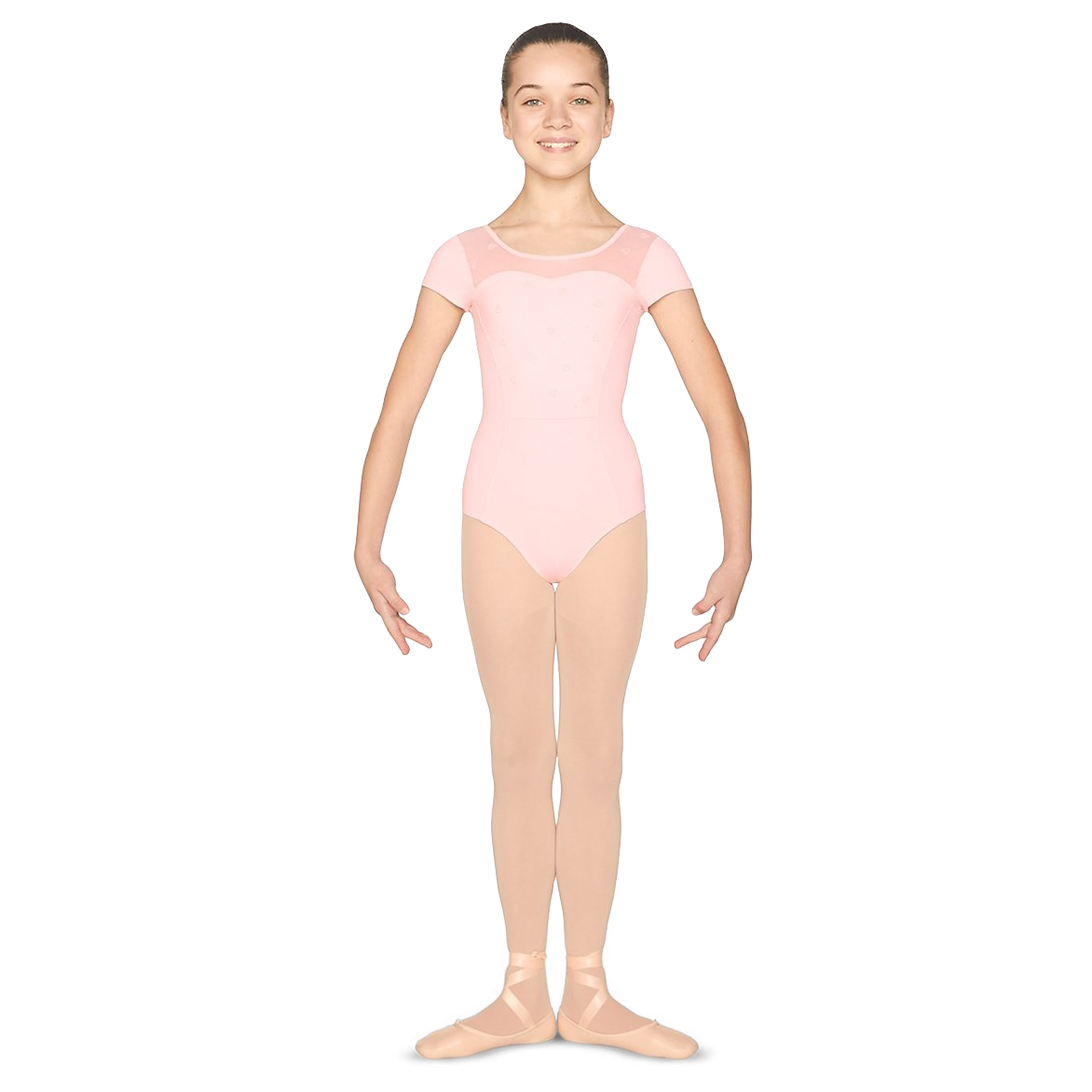 Mirella M1519c Pink Kurzarm Ballettbody Mädchen Rosa&amp;nbsp;01