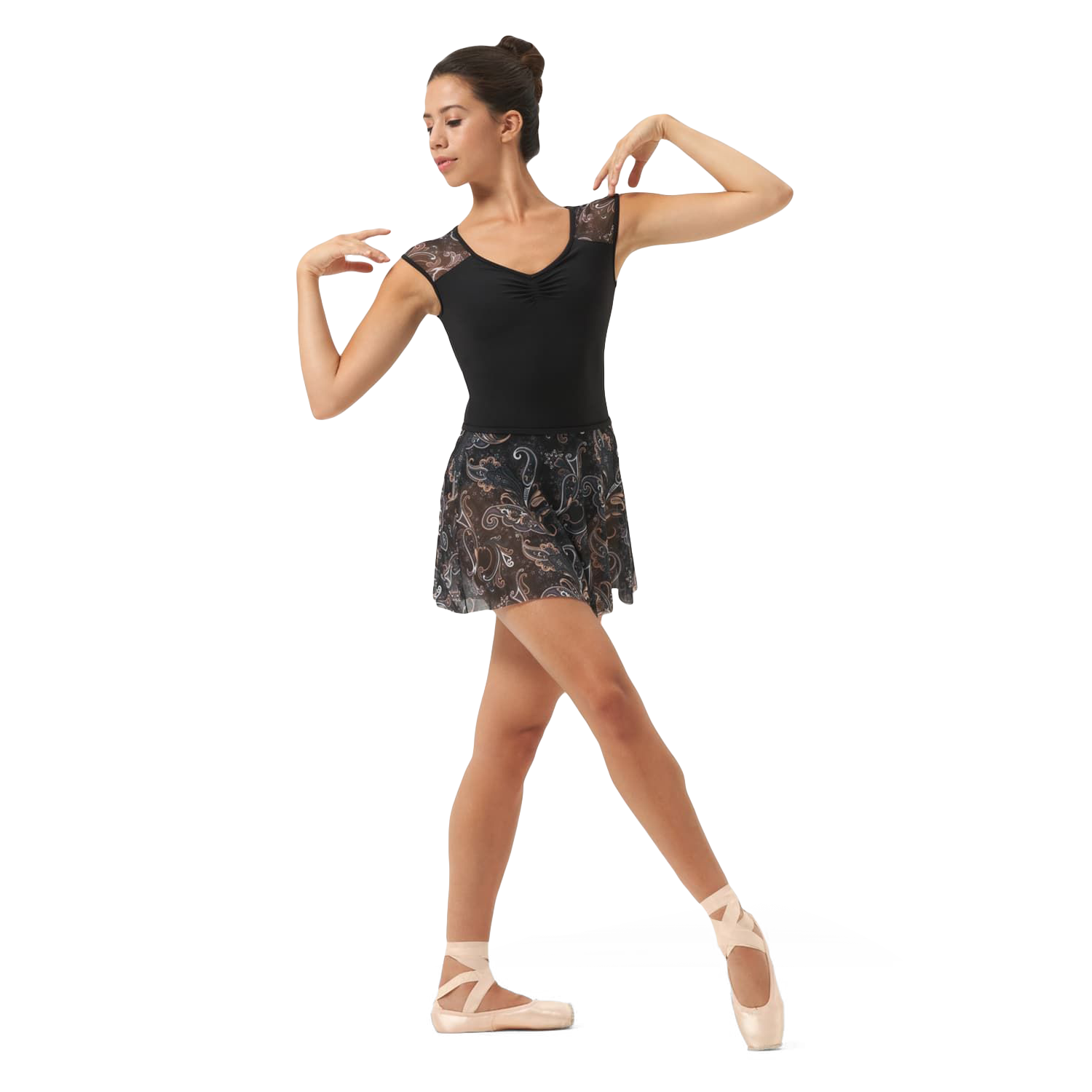 Mirella Ms163 Black Ballettrock Mit Paisleymuster Schwarz 1