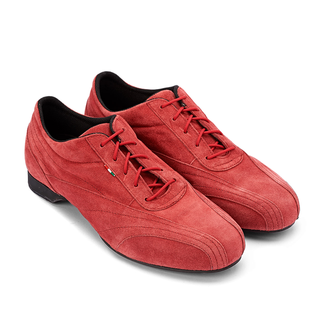 Monsieur Pivot Sneaker Red Suede Rote Tanzsneaker Geteilte Sohle Wildleder 01