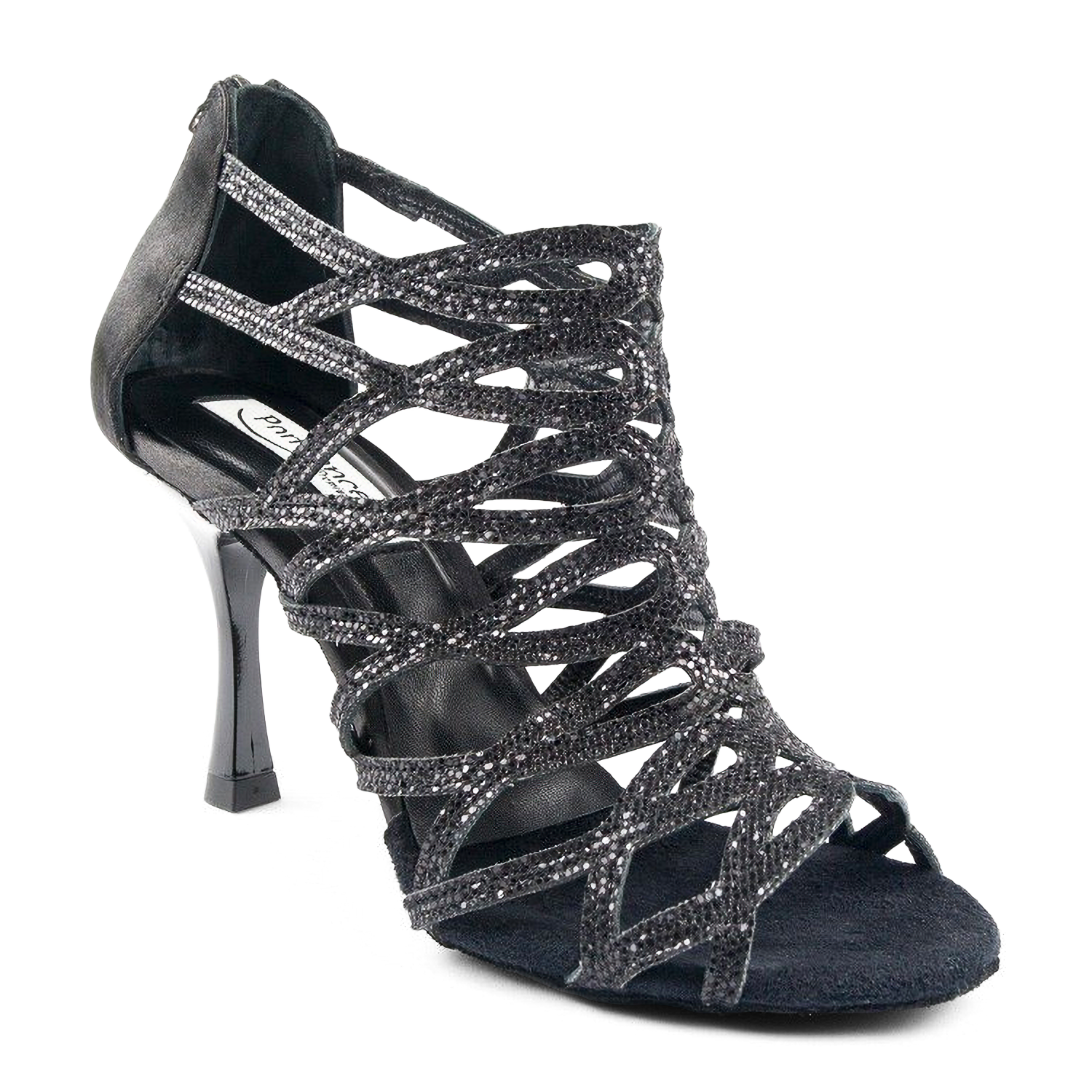 Portdance Pd803 Black Glitter Satin Glitzernde Tanzstiefelette Schwarz 03