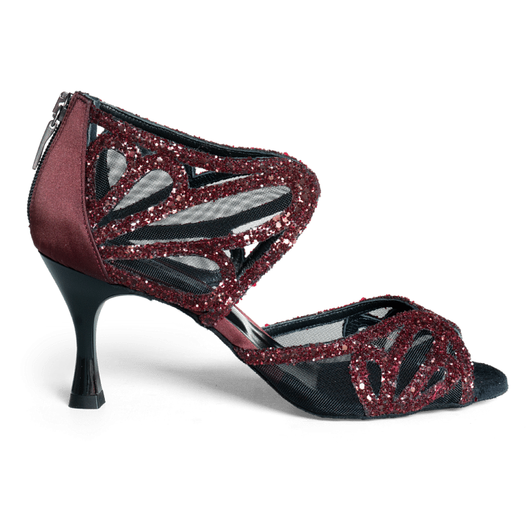 Portdance Pd808 Bordeaux Satin Glitter Tanzschuhe Damen 02