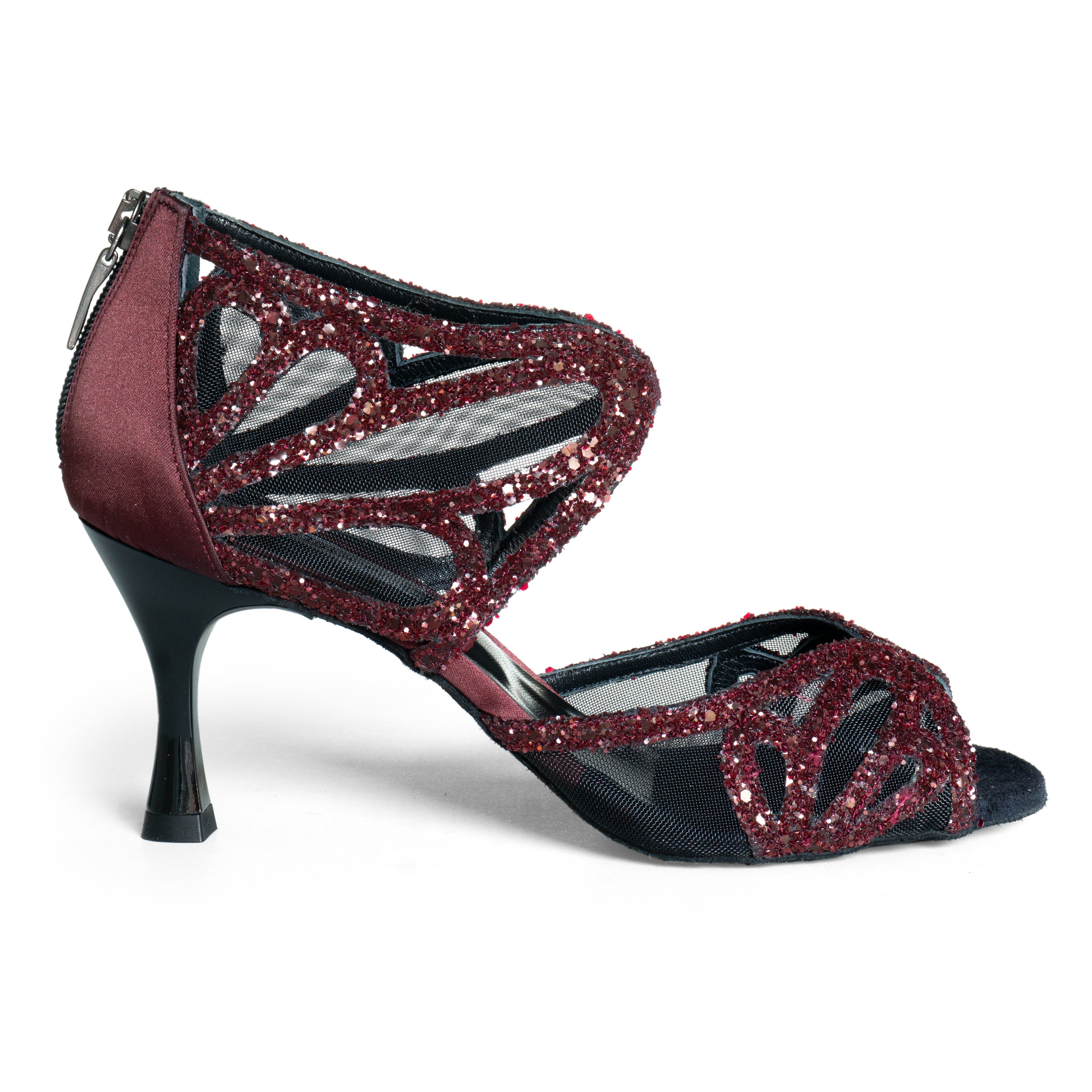 Portdance Pd808 Bordeaux Satin Glitter Tanzschuhe Damen&amp;nbsp;02
