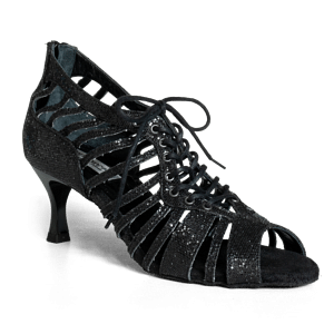 Portdance Pd812 Tanz Schnürschuh Mit Glitzer Schwarz 01