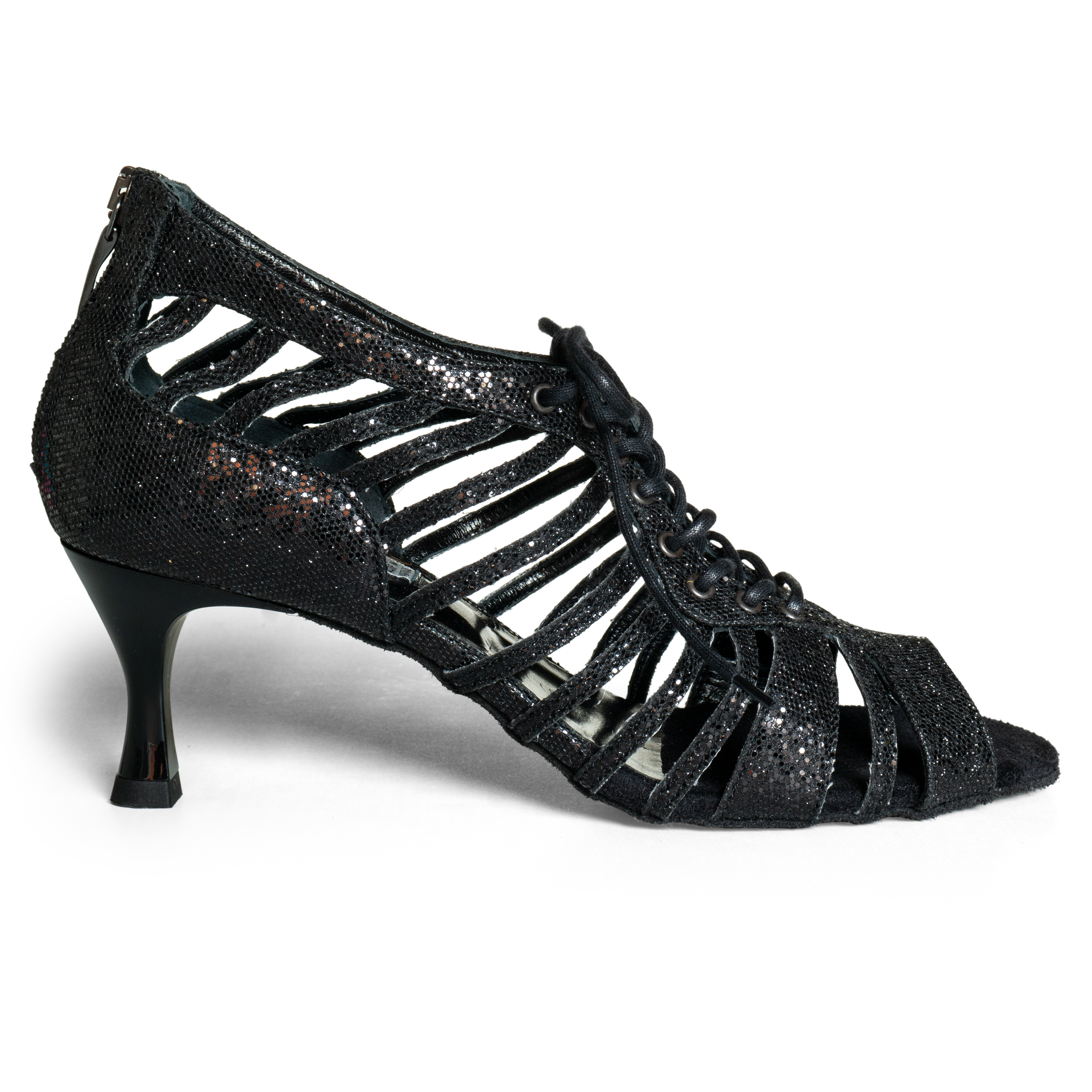 Portdance Pd812 Tanz Schnürschuh Mit Glitzer Schwarz 02