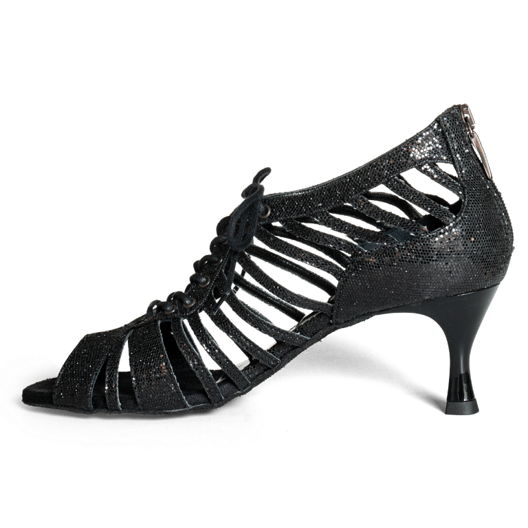 Portdance Pd812 Tanz Schnürschuh Mit Glitzer Schwarz 03