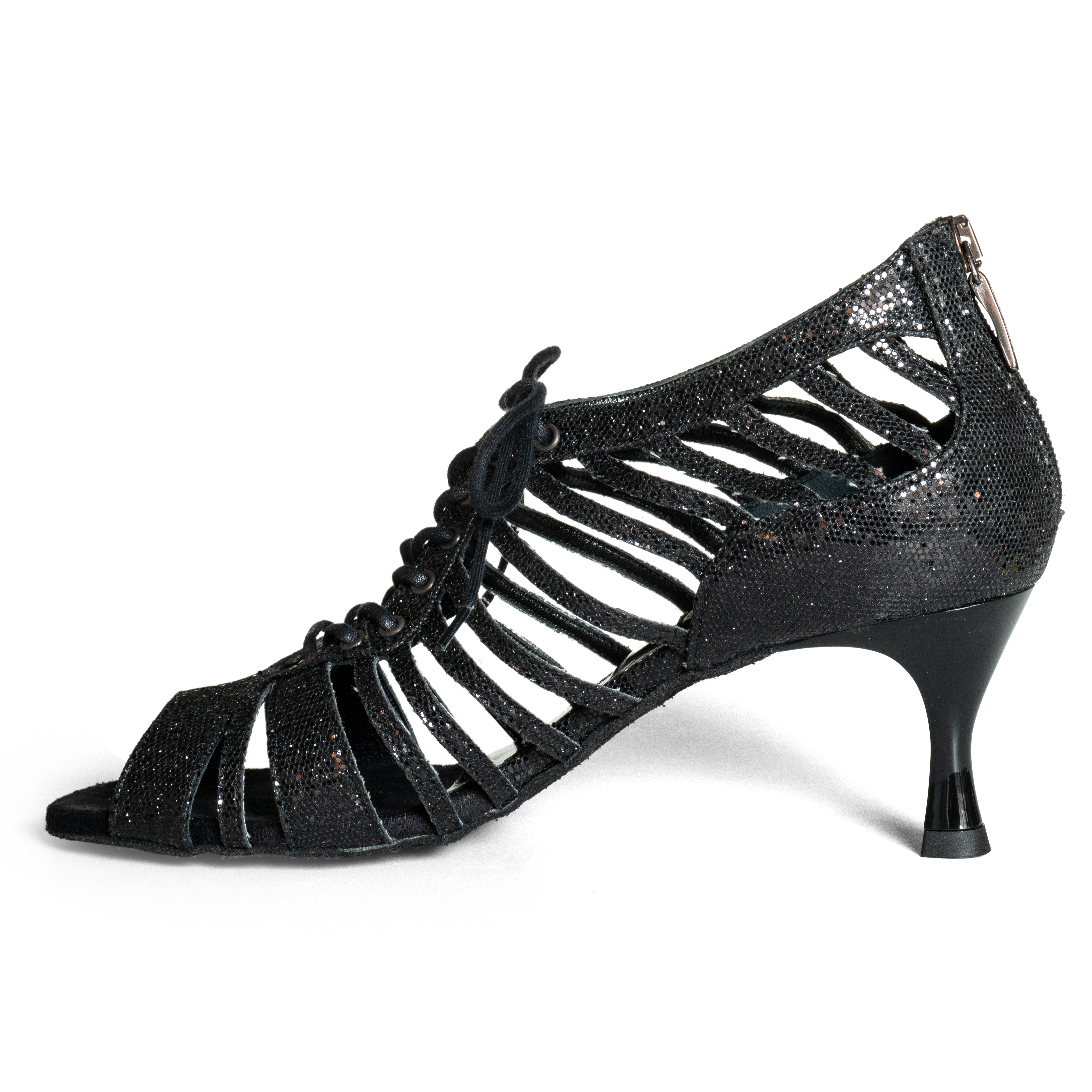 Portdance Pd812 Tanz Schnürschuh Mit Glitzer Schwarz 03