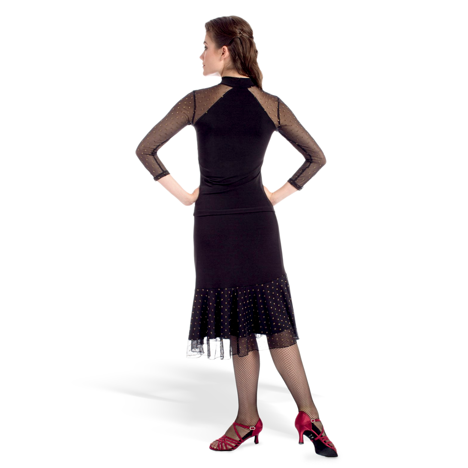 Rumpf 11247 Tanz Top Mesh Ärmel Schwarz 02
