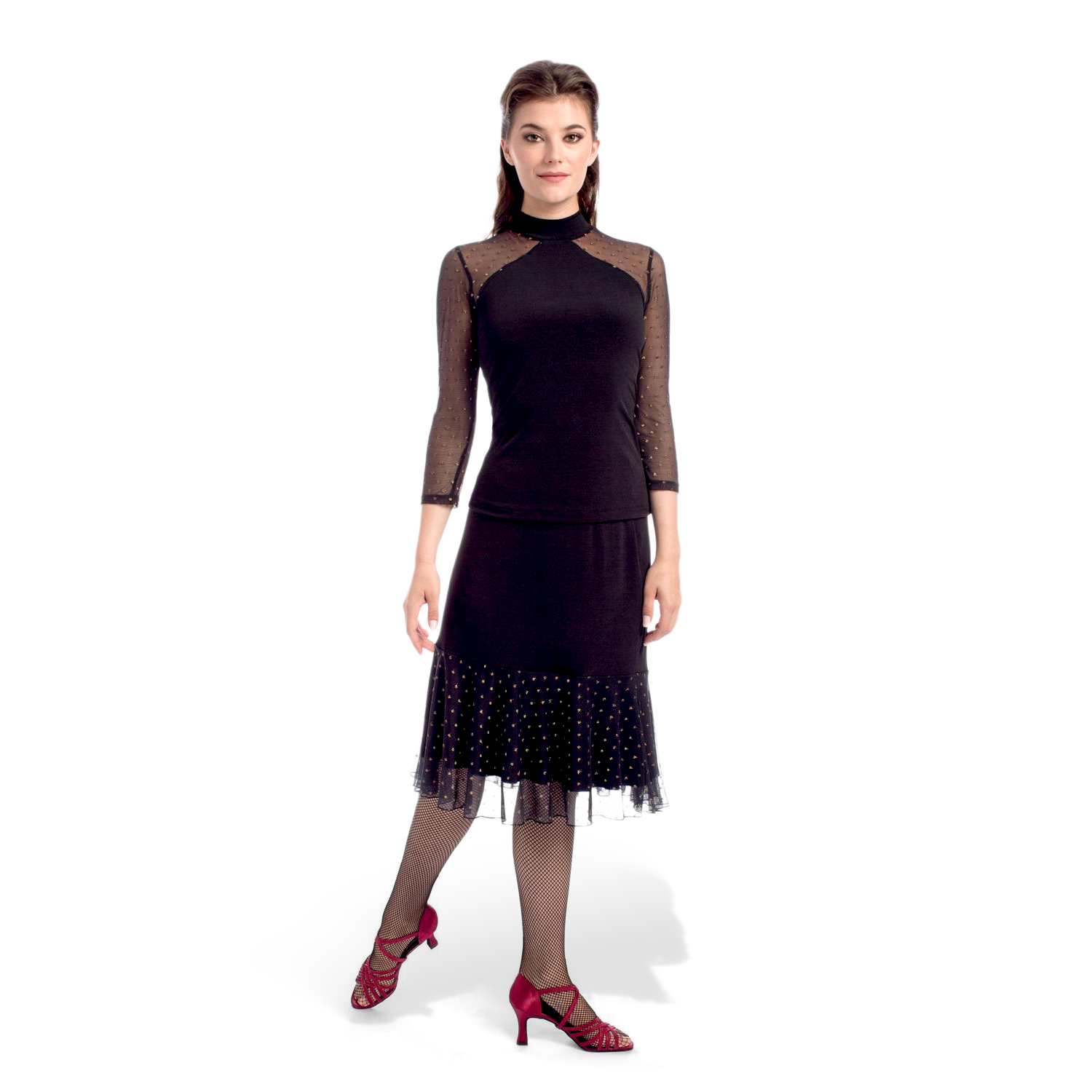 Rumpf 11248 Eleganter Tanzrock Gepunktet Schwarz 01
