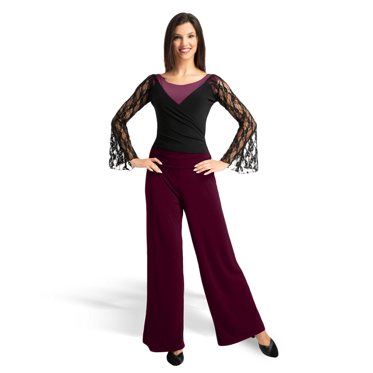 Rumpf Berlino Ru3826 Aubergine Tanzhose Für Damen Weites Bein 04