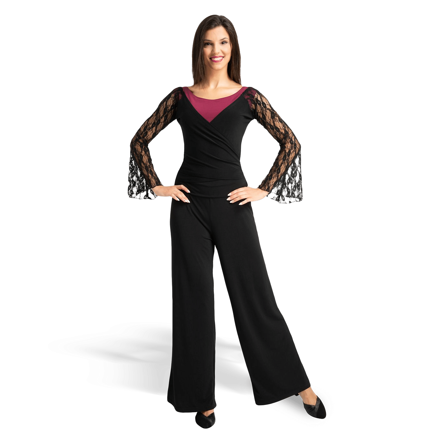 Rumpf Berlino Ru3826 Schwarz Weite Damen Tanzhose Umschlagbund 01