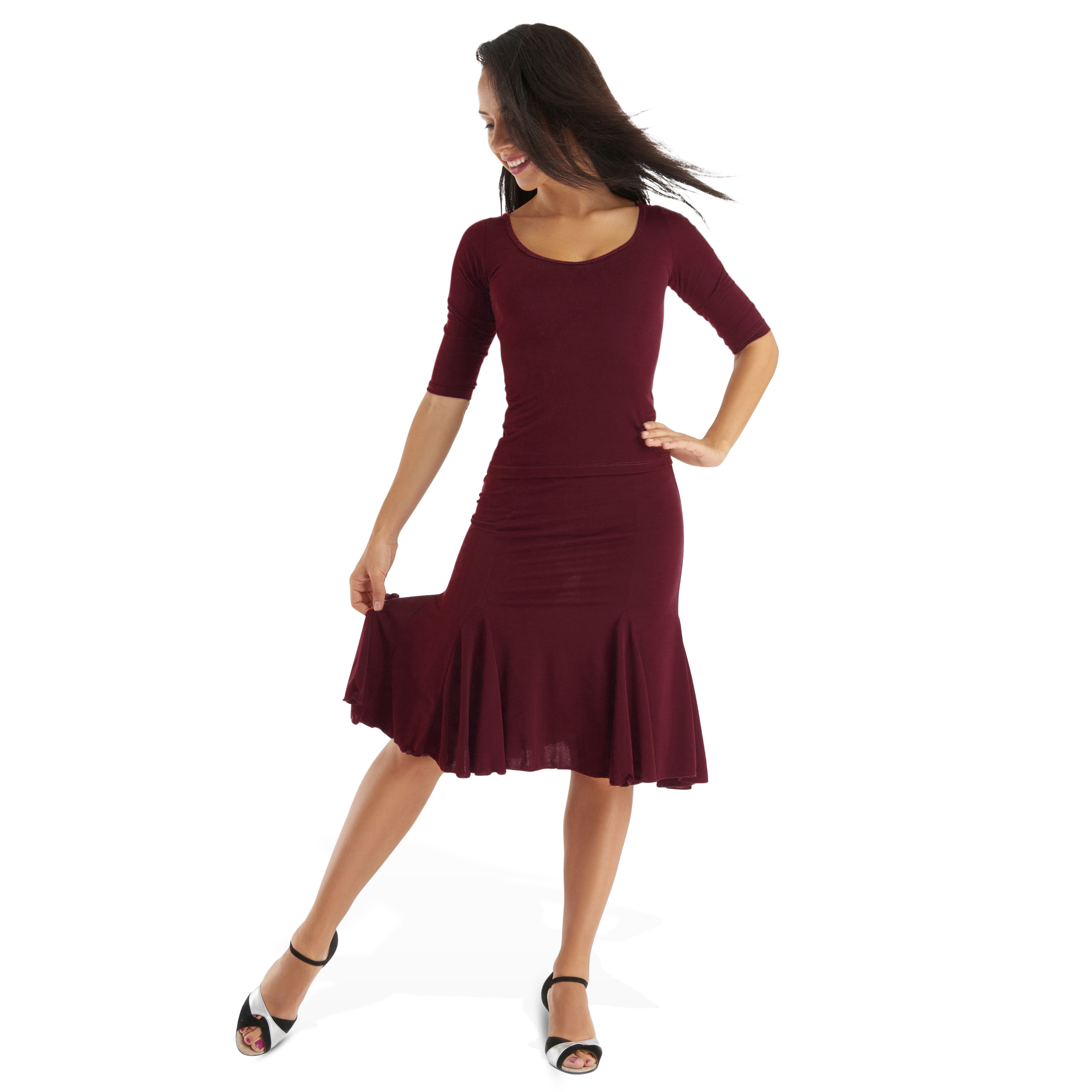 Rumpf Saragossa Ru 3778 Godet Tanzrock Aubergine 01