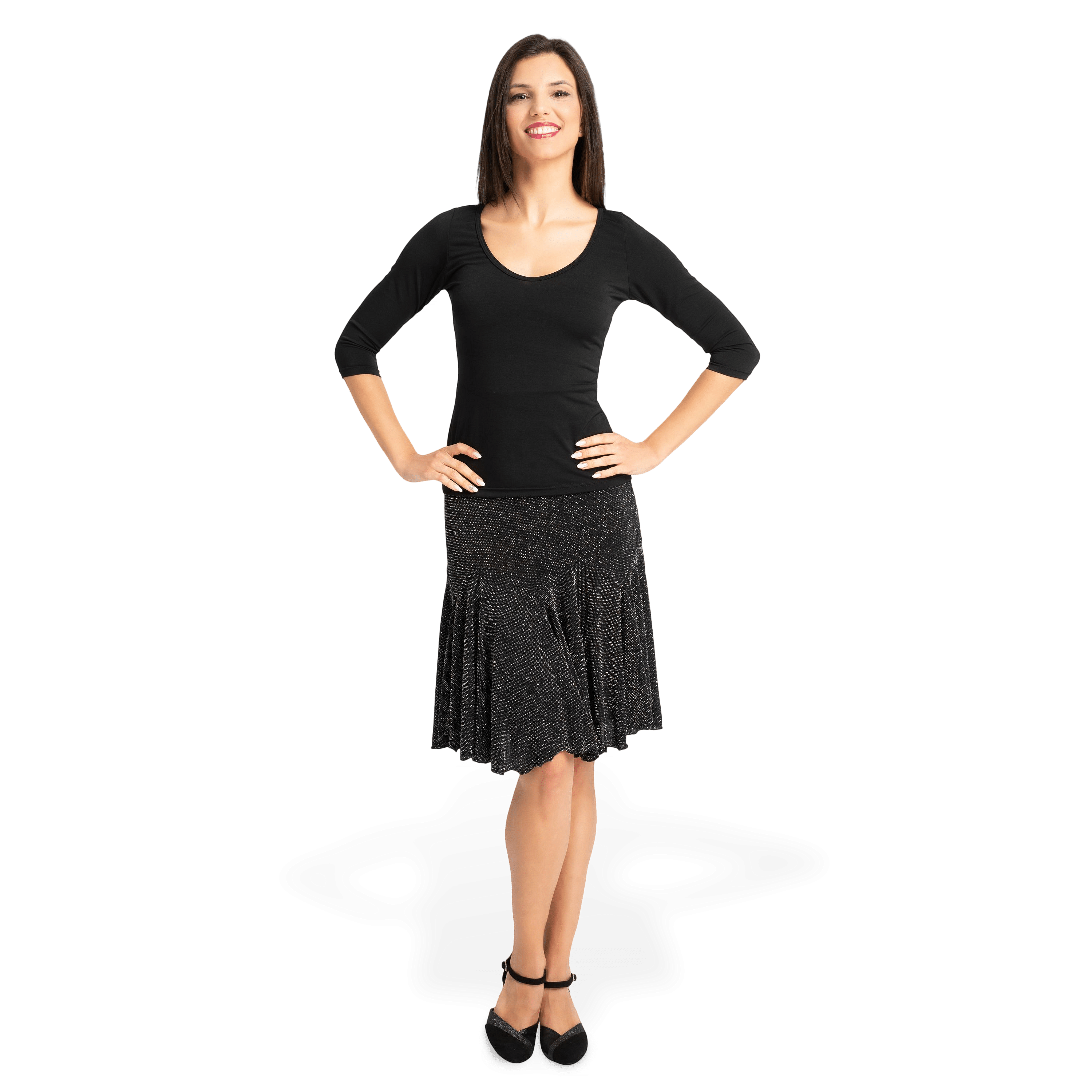 Rumpf Torino Ru5743 99 Knielanger Glitzerrock Schwarz 02