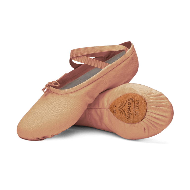 Sansha Pro1c Fle Light Tan Schläppchen Aus Leinen Hellbraun 02