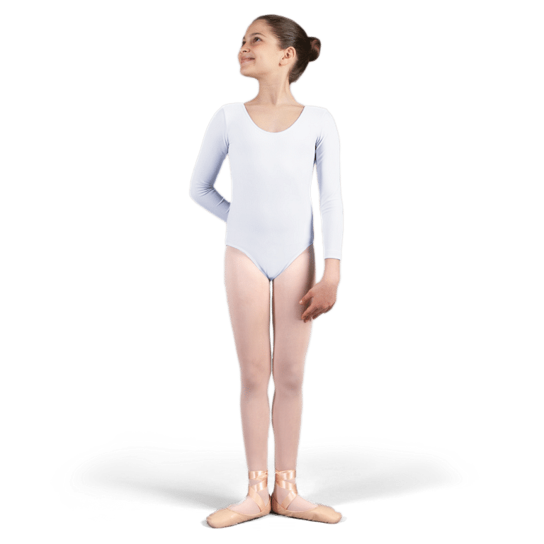 Sheddo 104c White Ballettanzug Mädchen Langarm Weiß