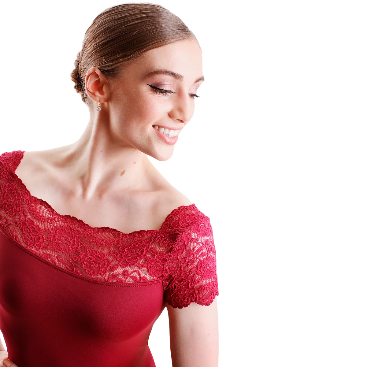 So Danca 10945 Burgundy Kurzarm Spitzenbody Dunkelrot 03